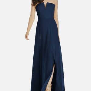 Dessy Collection notched strapless gown